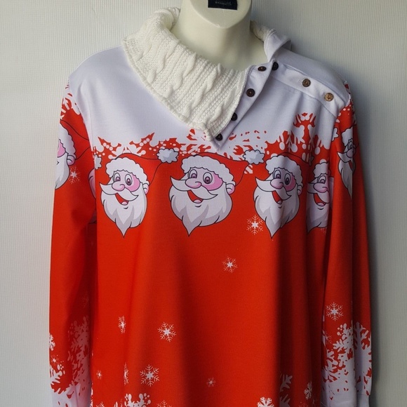 Brand New Cowl Neck Christmas  Sweatshirts DressXs - Picture 2 of 5